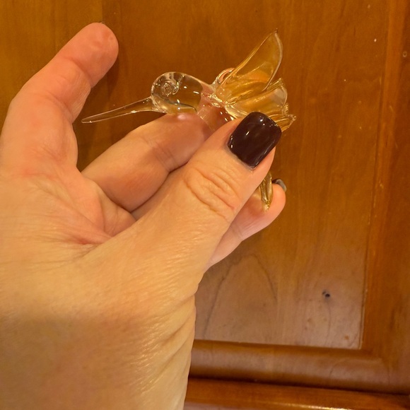 Vintage Blown Glass Hummingbird Figurines Clear Pink Gold Set of 5 - Picture 10 of 16